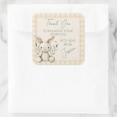 Sticker Carré Boho Bunny Baby shower neutre Favoriser (Sac)
