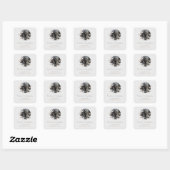 Sticker Carré Boho Celestial Moon Floral Mariage Adresse (Feuille)