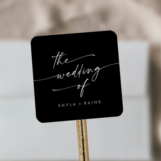 Sticker Carré Boho Chic COULEUR ÉDITABLE Mariage Enveloppe sceau