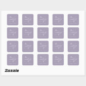 Sticker Carré Boho Chic Lavender Purple Mariage Enveloppe Phoque (Feuille)