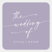 Sticker Carré Boho Chic Lavender Purple Mariage Enveloppe Phoque (Devant)