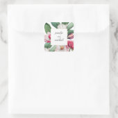 Sticker Carré Boho Chic Magnolia Floral Mariée et Groom (Sac)