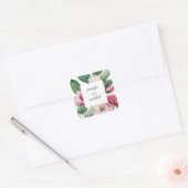 Sticker Carré Boho Chic Magnolia Floral Mariée et Groom (Enveloppe)