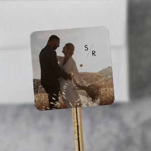 Sticker Carré Boho Chic Monogramme Mariage photo Enveloppe Phoqu