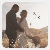 Sticker Carré Boho Chic Monogramme Mariage photo Enveloppe Phoqu (Devant)