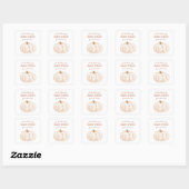 Sticker Carré Boho Citrouille Automne Baby shower Bibliothèque (Feuille)
