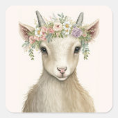 Sticker Carré Boho de chèvre animale florale (Devant)