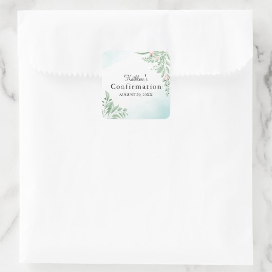 Sticker Carré Boho Dusty Blue Green Première Sainte Confirmation (Sac)