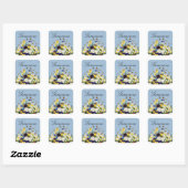 Sticker Carré Boho Elegant Pansies de printemps Daffodils Papill (Feuille)