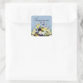 Sticker Carré Boho Elegant Pansies de printemps Daffodils Papill (Sac)