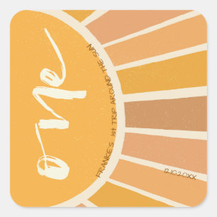 Sticker Carré Boho Eté Premier Voyage Autour Du Soleil Anniversa