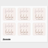 Sticker Carré Boho Falala Script rose et vacances Brown (Feuille)