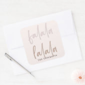 Sticker Carré Boho Falala Script rose et vacances Brown (Enveloppe)