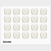 Sticker Carré Boho Fleur sauvage BeigeMonogramme Enveloppe couro (Feuille)