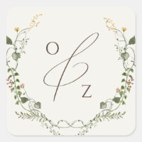 Boho Fleur sauvage BeigeMonogramme Enveloppe couro