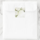 Sticker Carré Boho fleurs blanches vert feuille botanique (Sac)