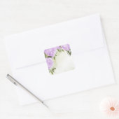 Sticker Carré Boho fleurs violettes vert feuille botanique (Enveloppe)