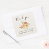 Sticker Carré Boho Floral Aquarelle Enseignant Merci (Enveloppe)