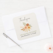 Sticker Carré Boho Floral Aquarelle Enseignant Merci (Enveloppe)