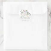 Sticker Carré Boho Floral Eucalyptus Merci Nom Date Mariage (Sac)