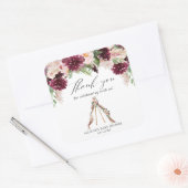 Sticker Carré Boho floral rose marsala teepee merci (Enveloppe)