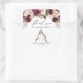 Sticker Carré Boho floral rose marsala teepee merci (Sac)
