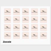 Sticker Carré Boho Gold tendance concepteur de plume rose (Feuille)
