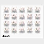 Sticker Carré Boho hiver Floral Mariage Faveur | BLANCHE (Feuille)