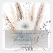 Sticker Carré Boho hiver Floral Mariage Faveur | BLANCHE (Devant)