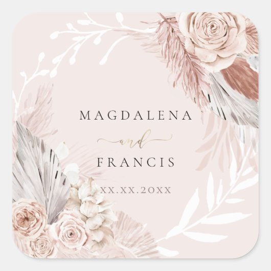 Sticker Carré Boho mariage (Devant)