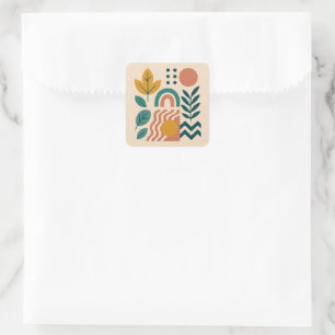 Sticker Carré Boho moderne Abstrait Nature Wall Art