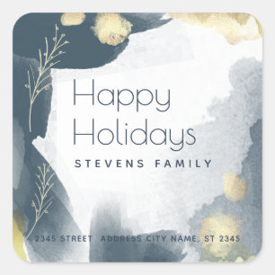 Sticker Carré Boho Moderne Aquarelle branches abstraites