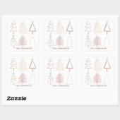 Sticker Carré Boho Noël Arbres Dusty Pink Vacances (Feuille)