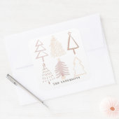 Sticker Carré Boho Noël Arbres Dusty Pink Vacances (Enveloppe)