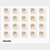 Sticker Carré Boho Pampas Baby shower Rose (Feuille)