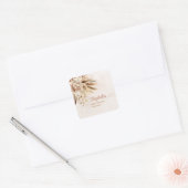 Sticker Carré Boho Pampas Baby shower Rose (Enveloppe)