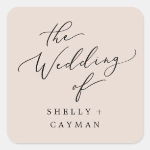 Sticker Carré Boho Pastel Peach Mariage Enveloppe Phoques