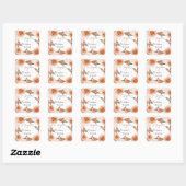 Sticker Carré BOHO Peach Blush Floral Rust Vert Aquarelle (Feuille)
