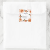 Sticker Carré BOHO Peach Blush Floral Rust Vert Aquarelle (Sac)