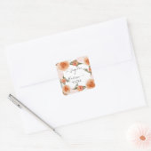 Sticker Carré BOHO Peach Blush Floral Rust Vert Aquarelle (Enveloppe)