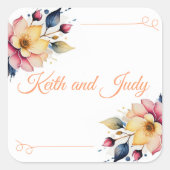 Sticker Carré Boho Peachy Floral (Devant)