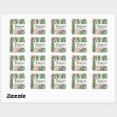 STICKER CARRÉ BOHO PINK FLORAL DESERT CACTI FOLIAGE MERCI (Feuille)
