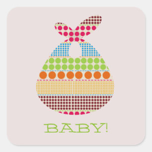 Sticker Carré Boho pointille le baby shower de neutre de paquet
