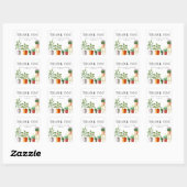 Sticker Carré Boho Pot Houseplants Baby shower Merci (Feuille)