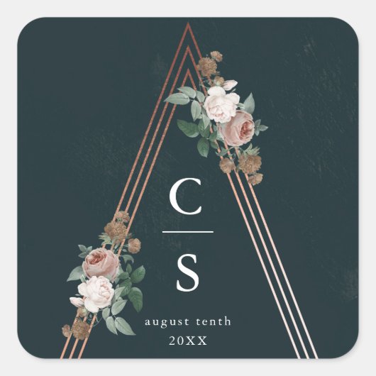 Sticker Carré Boho pyramide florale de mariage structurel (Devant)