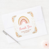 Sticker Carré Boho Rainbow Baby shower rose Merci (Enveloppe)