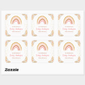 Sticker Carré Boho Rainbow Baby shower rose plaque (Feuille)