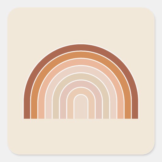 Sticker Carré Boho Rainbow Beige Terracotta (Devant)