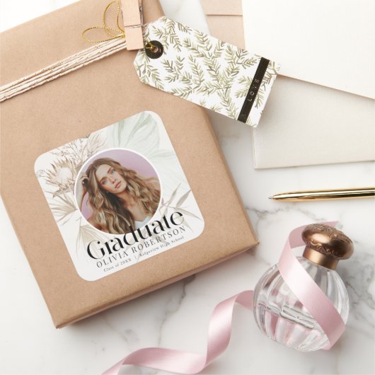 Sticker Carré Boho Reviera Photo Graduation (Cadeaux)