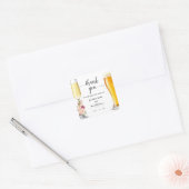 Sticker Carré Boho rose chic bulles et brasse Merci mariage (Enveloppe)